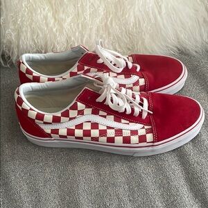 Vans Red and White Checkered Sneakers